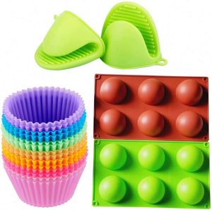 Moules à cupcakes en silicone, mini-gants de four en silicone et grands moules à muffins en silicone, outils de pâtisserie - Product Image 1