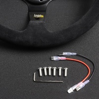 Volant de course universel de 14 pouces (350 mm), volant en daim, compatible avec la plupart des voitures avec adaptateur de moyeu à 6 trous