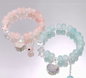 Pulsera de cuentas de cristal craquelado Fantasy Popcorn con dije de mariposa, pulsera de cuentas de colores degradados, pulseras de la amistad para mujer, joyería - Product Image 2