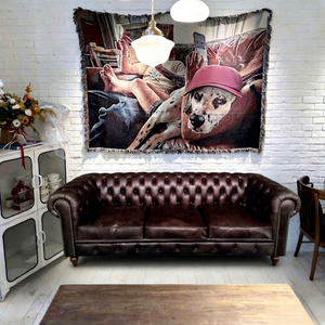 Sofá Chesterfield Vintage de Cuero Genuino Negro de 3 Plazas, Sofá Europeo de Lujo con Patas de Madera para Muebles de Sala de Estar - Product Image 3