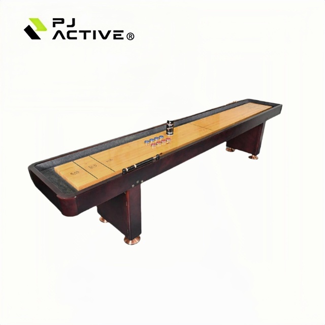 PINJIAN Luxurious 12' Solid Wood Shuffleboard Table with Bowling for Indoor Sports Shuffleboard Game