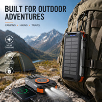 Chargeur solaire robuste 30000mAh, batterie portable sans fil magnétique avec lampe torche LED pour le camping, les voyages, la randonnée - Fabriqué en usine