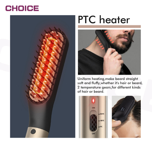 Spazzola per capelli personalizzata elettrica riscaldata da uomo spazzola per barba portatile Mini piastra per barba LED commercio Assurance ceramica 40W - Product Image 3