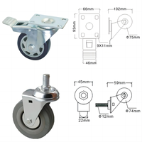 Roues silencieuses directionnelles universelles en caoutchouc synthétique de taille moyenne résistantes à l'usure de 3,4,5 pouces Roulettes de boîte à outils de boîte à outils de vol