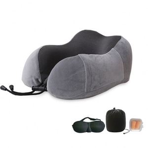 Xdh717 New Washable Velvet Cover Ergonomic Support Memory Foam U - Shaped Neck Travel Pillow for Airplane / Office - Product Image 1
