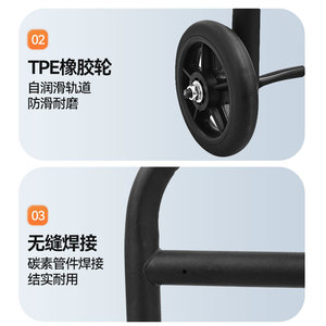 Multifunctional <b>Walker</b> Handrail Carbon Steel Anti Slip Black For <b>Elderly</b> Mobility Aid - Product Image 1