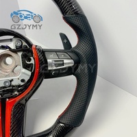 Volant en fibre de carbone pour BMW G20 G30 Série G, cuir perforé, logo rouge, surpiqûres rouges, garniture personnalisée, sport