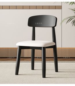 Chaise de salle à manger multifonctionnelle en bois massif, dossier crème, style moderne, pour usage commercial, maison et restaurant, luxe léger L023 - Product Image 6