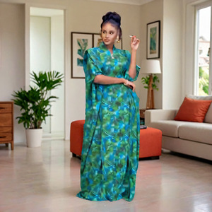 Dashiki Dubai Abaya taglie forti Africa stampa abbigliamento manica corta Maxi abito <span class=keywords><strong>turchia</strong></span> abiti musulmani abiti africani da donna - Product Image 3