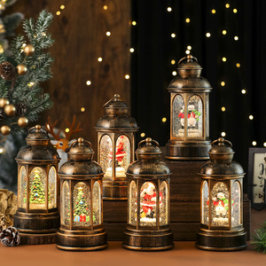 Christmas decorations, Santa Claus, glowing music box, large <b>oil</b> lamp, Christmas <b>lantern</b>, gifts, bar tabletop ornaments - Product Image 1