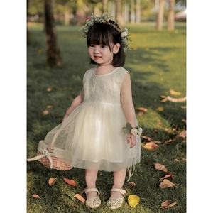 Robe de princesse en jacquard blanc personnalisé de <span class=keywords><strong>boutique</strong></span> Robe sans manches à col rond Robes de filles de style américain - Product Image 2