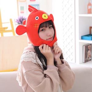 Gorro de pez globo de estilo coreano, gorro de felpa rojo y azul con diseño de animales para niñas jóvenes de 15 a 35 años, sesión de fotos para selfies - Product Image 2