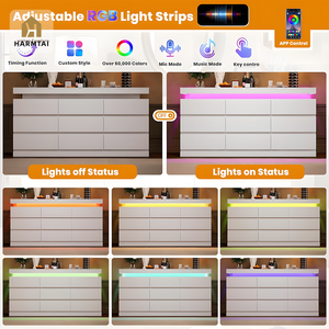 <span class=keywords><strong>Commode</strong></span> HarmTai avec station de charge intégrée, ports USB, lumière LED RGB, 9 tiroirs, armoire de rangement - Product Image 2