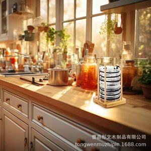 Wooden <b>Cup</b> Lid Storage Rack Square Desktop Organizer For Coffee Shop Bar Counter <b>Disposable</b> <b>Cups</b> - Product Image 3