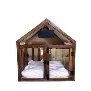 <span class=keywords><strong>Cage</strong></span> pour animaux de compagnie d'intérieur moderne et luxueuse avec balcon amovible, design en bois massif et toile pour chats et chiens, salon - Product Image 2