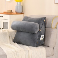 Verstellbares ergonomisches Keilkissen zum Lesen, abnehmbare Nackenrolle, weiches, mit Baumwolle gefülltes Samtkissen, Rückenstützkissen für das Bett, Seitenkissen