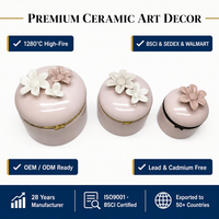 Boîtes à bijoux portables modernes en céramique rose en forme de cœur avec motif floral, boîte à bijoux en porcelaine avec couvercle, boîtes cadeaux faites à la main