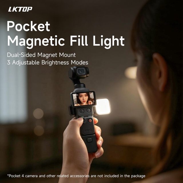 DJI OSMO Pocket 4 Dual Magnetic Fill Light 3000K-7000K 3 Modes 310mAh 2H 360 22g Vlog Portrait Food Photography OEM