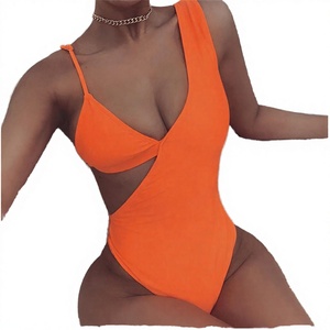 Traje de Baño Bikini 2022 de Color Sólido con Corte Recortado y Material Antibacteriano de Nailon+Spandex para Mujer - Product Image 2