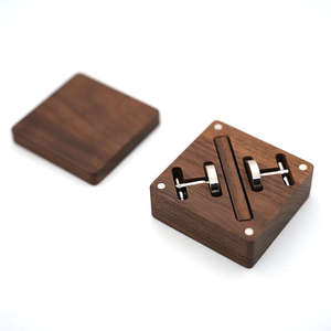 Scatola in Legno Massello di Noce Nero per <span class=keywords><strong>Gemelli</strong></span> e Fermacravatte, Set Regalo per Uomo, Ideale per Viaggi, Anniversari e Compleanni - Product Image 4