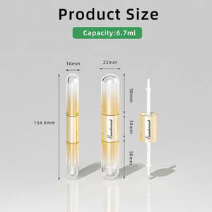 Tube de brillant à lèvres à Double tête de 6ml avec emballage cosmétique de conteneur de brillant à lèvres de paillettes vides d'ANIMAL FAMILIER rond doré plat - Product Image 4