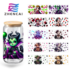 <strong>Love</strong> Heart Horror Cartoon Halloween Design UV for DTF Cup Wrap 16oz Libby <strong>Glass</strong> <strong>Bottle</strong> Mugs Waterproof Washable Cold Transfer - Product Image 1