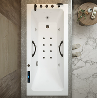 Baignoire balnéo rectangulaire encastrable avec système de chauffage à température constante, massage par jets de luxe, baignoire de trempage intégrée