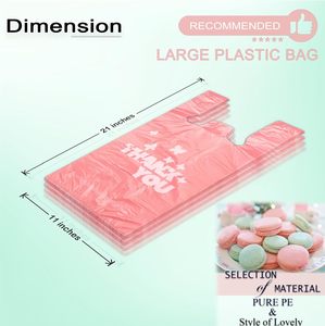 Bolsa de camiseta rosa de agradecimiento con impresión offset, HDPE de 0.48mil de grosor, tamaño supermercado, reciclable, para compras, venta al por menor, directo de fábrica - Product Image 3