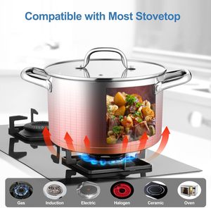Marmite de cuisson 8QT pour la maison, robuste, grande, compatible induction, avec revêtement composite, pour braiser, faire frire et cuire les soupes - Product Image 4