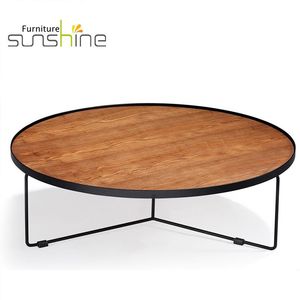 Sunshine CJ-007 Tavolino da Caffè Rotondo in <span class=keywords><strong>Legno</strong></span> con Gambe in <span class=keywords><strong>Metallo</strong></span>, Design Nordico, Estensibile, Arredamento Moderno - Product Image 2