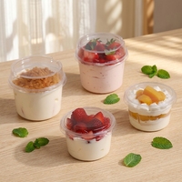 Gobelets en plastique transparent personnalisés pour animaux de compagnie, 250 ml, pour glaces, parfaits, desserts aux fruits, yaourts, à paroi simple, avec couvercles - Vente en gros