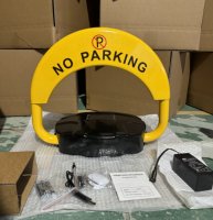 Barrière de stationnement automobile étanche Zento jaune avec télécommande, anti-collision, pour protéger les places de stationnement privées