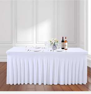 Tela de banquete de Color puro, <span class=keywords><strong>falda</strong></span> de <span class=keywords><strong>mesa</strong></span> de boda, <span class=keywords><strong>camilla</strong></span> de <span class=keywords><strong>mesa</strong></span> Rectangular de ganchillo, volantes, diferentes tipos - Product Image 2