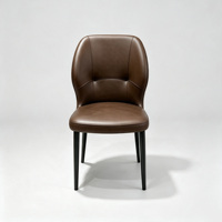 Chaise de salle à manger moderne en cuir à motif griffe de chat, chaise d'appoint avec design de coutures et pieds en métal noir pour la maison, la cuisine, l'hôtel