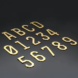 Acrylic Alphabet Letter Signs 0-9 Golden Decorative Logo