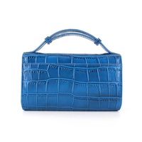 Sacs à main en cuir pu pour femmes, sacoche crocodile bleu cuir de vache, sangle attachée, à l'épaule, nouvelle collection