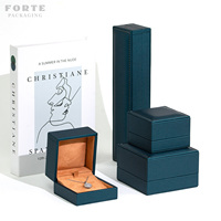 Boîte à bijoux carrée FORTE en cuir PU et daim avec nœud, ensemble cadeau complet, emballage doublé avec logo personnalisé