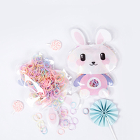 Nouveauté MIO : Bandeaux pour cheveux d'été pour enfants, attaches en caoutchouc et plastique, motif lapin de dessin animé, emballage sac, accessoires colorés pour filles