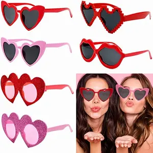 Sevgililer günü partisi fotoğraf sahne kostüm aksesuarı sevgililer kalp güneş gözlüğü seti 6 paket sevgililer günü fantezi gözlük