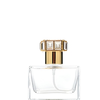 Flacon de parfum carré vide en verre de luxe de 30 ml, 50 ml, 100 ml avec capuchon pulvérisateur estampé or pour crème visage et gouttes pour les yeux – Vente en gros