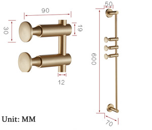 Bắc Âu Sang Trọng Brass Móc Áo Vàng Ánh Sáng Có Thể Điều Chỉnh Tường Treo Phòng Ngủ Áo Giá Hiên Lưu Trữ Móc Quần Áo Sang Trọng Kệ - Product Image 6