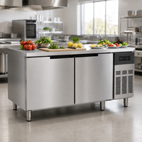 Congélateur sous comptoir en acier inoxydable 2,8°C, congélateur commercial à plan de travail, banc de travail avec couche d'isolation en mousse épaisse A+++ Double