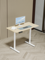 Escritorio de Computadora para Juegos PRORIALS, Moderno, Ergonómico, de Doble Motor, Columna Única, Superficie de Madera, Marco Metálico, Altura Ajustable