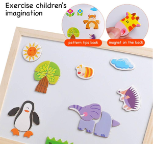 Giocattoli educativi in legno per bambini puzzle magnetici per bambini in legno, giochi di apprendimento a doppia faccia - Product Image 3