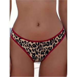 ชุดบิกินี่ลายเสือดาวสำหรับผู้หญิงแบบสั่งทำพิเศษ ชุดว่ายน้ำสองชิ้นพร้อมขอบตัดสี ผ้าสแปนเด็กซ์ยืดหยุ่น โพลีเอสเตอร์ - Product Image 1