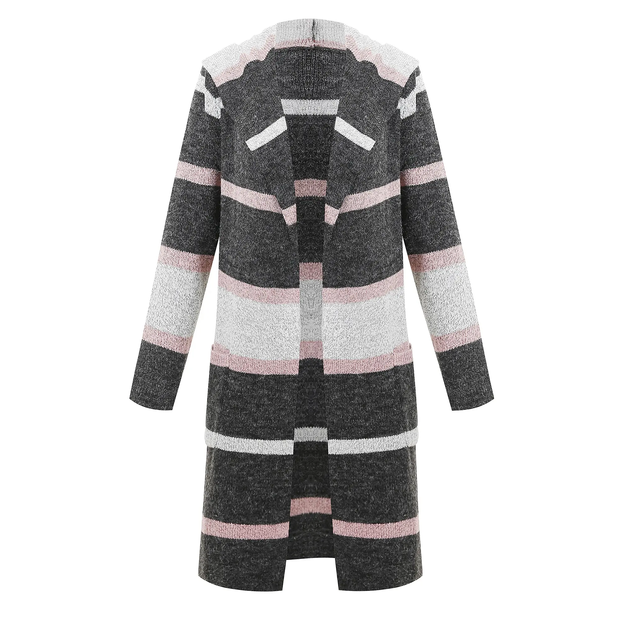 Plus size Winter Fashion Women's Long Sleeve Knit Open Coat Multicolor Striped Lapel Cardigan Sweater women jackets and coats