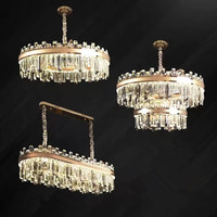Lustre led en cristal de 5 couches, décoration vintage moderne de luxe, éclairage suspendu d'escalier