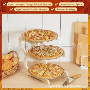 Wooden pizza baking <b>pan</b> multi-tier storage rack, kitchen countertop tray rack, dessert and bread rack, restaurant pizza <b>pan</b> - Product Image 4