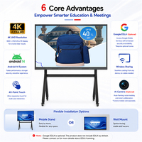Tableau blanc interactif intelligent à écran tactile de 55 pouces, panneau plat numérique interactif pour l'enseignement et l'éducation scolaire