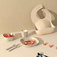 Vaisselle colorée écologique sans BPA pour enfants, bavoirs pour bébés, assiettes, bols et tasses en plastique PP de qualité alimentaire, vente en gros